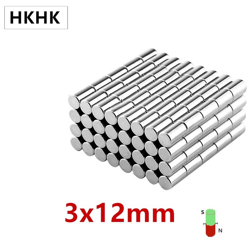 Hkhk 50-500Pcs Diameter Ronde Cilinder Magneten 3X12 Mm Magneet Encoder 3Mm X 12 Mm sterke Magnetische Standaard 3X12 Mm