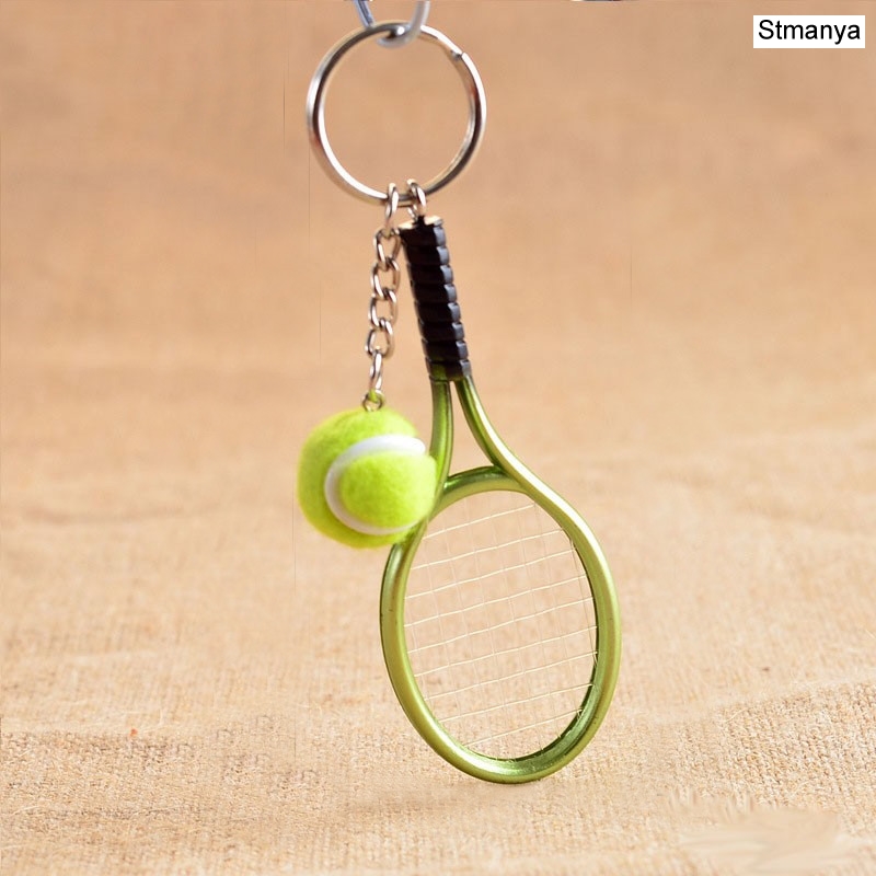 Leuke Sport Mini Tennisracket Hanger Sleutelhanger Sleutelhanger Key Chain Ring Finder Holer Accessoires Voor Tiener Fan #1-17162: Green