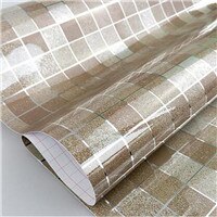 45 x 200cm mozaïek 5 kleuren aluminiumfolie zelfklevend anti-olie behang voor keuken hoge temperatuurbestendig: Koffie