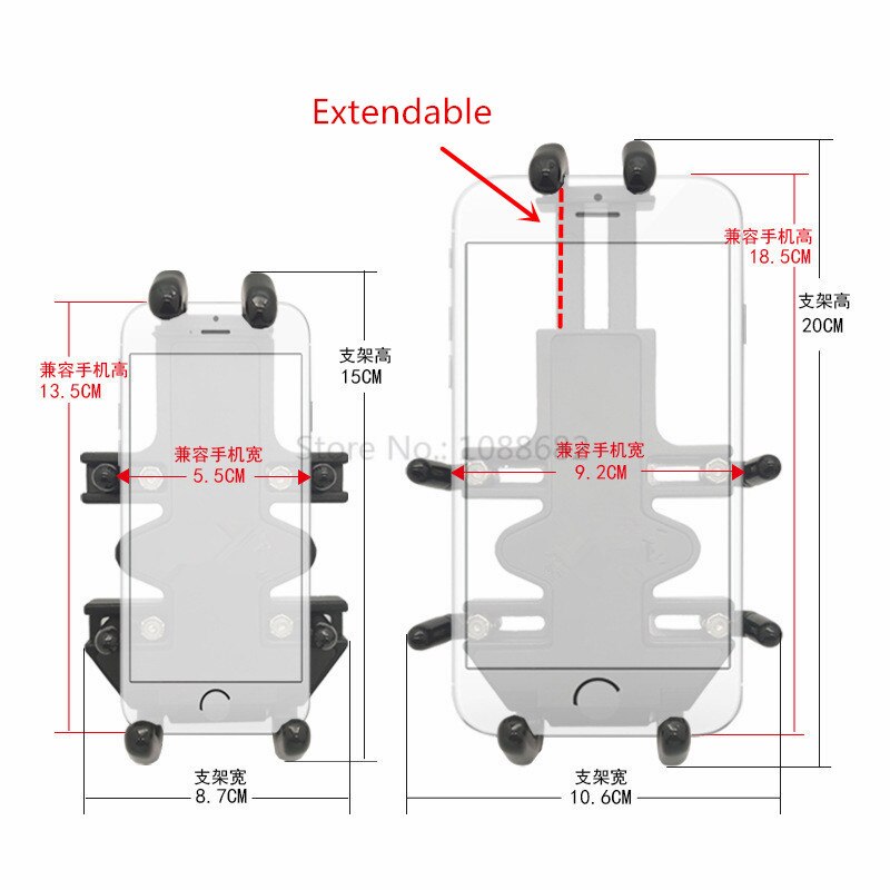 Jadkinsta Universal Spring Loaded Cell Phone Cradle Holder with 1 Inch Ball Diamond Plate For RAM MOUNT for 4.7-7.12 inch Phone