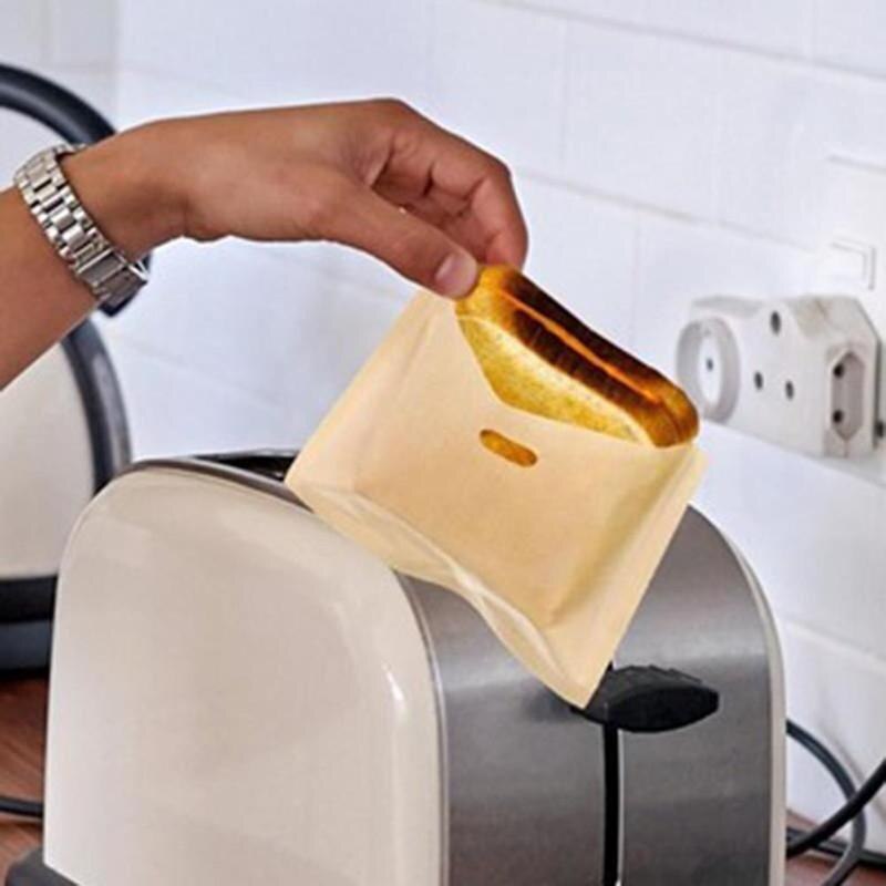 1PC Reusable Toaster Bag Non Stick Sandwich Bags Grilled Heating Fiberglass Coated Tools Made Cheese Microwave Pastry Toast T4E2