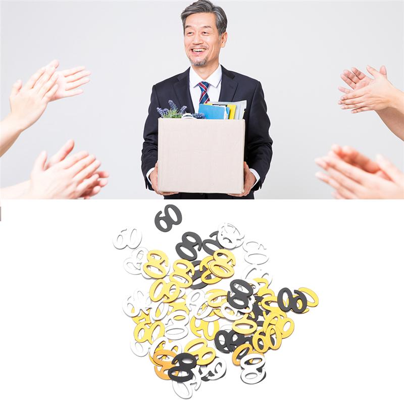 1200pcs Party Decorative Confetti Number 60 Sequins Confetti Party Supplies Table Confetti Decor For Birthday Anniversary A35