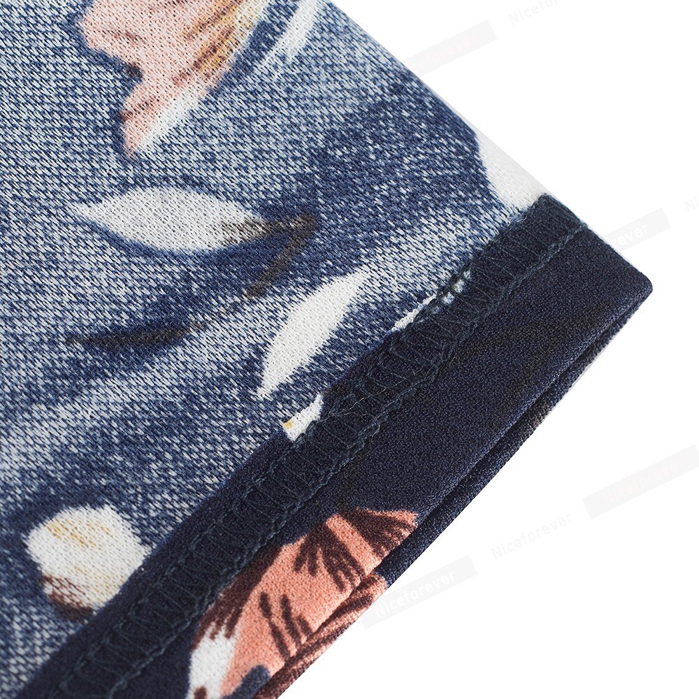 Nice-forever Spring Women Floral Print Patchwork Office Dresses Business Formal Bodycon Fitted Slim Dress B556