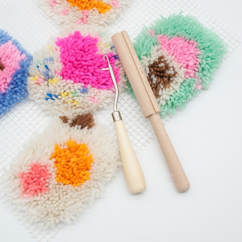 2pcs/set Wooden Latch Hook Yarn Cutter Tool for Tapestry Carpet Rug Making DIY Embroidery Crafts Decor