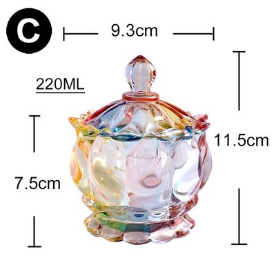Europese opslagtank kleurrijke glazen pot thuis koffie kan snoep fles cosmetische sieraden jar jam snack jar kleine puin suiker kom: C