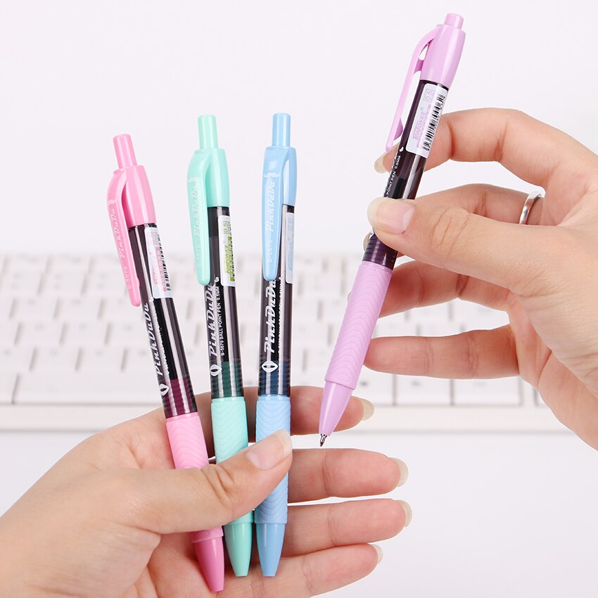 TENFON 1PC Random Powder Series Plastic Ballpoint Pen 0.5mm Press Ball Point Pen Stationery Supplies B-5679