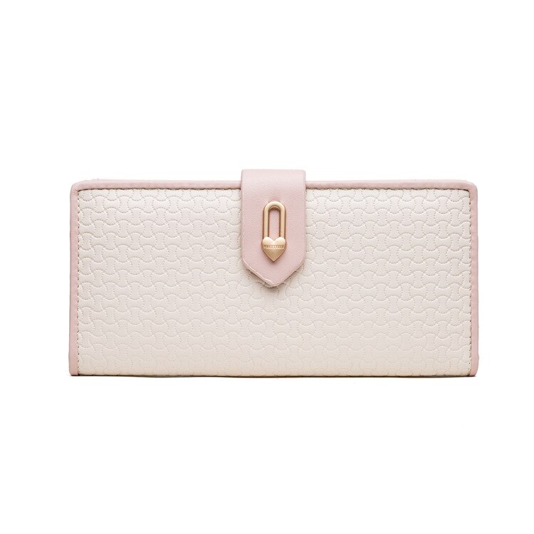 Hjerteelement damer lange lommebøker med glidelåslomme og kortholder kvinnelige vesker lommebok med høy kapasitet til kvinner: beige