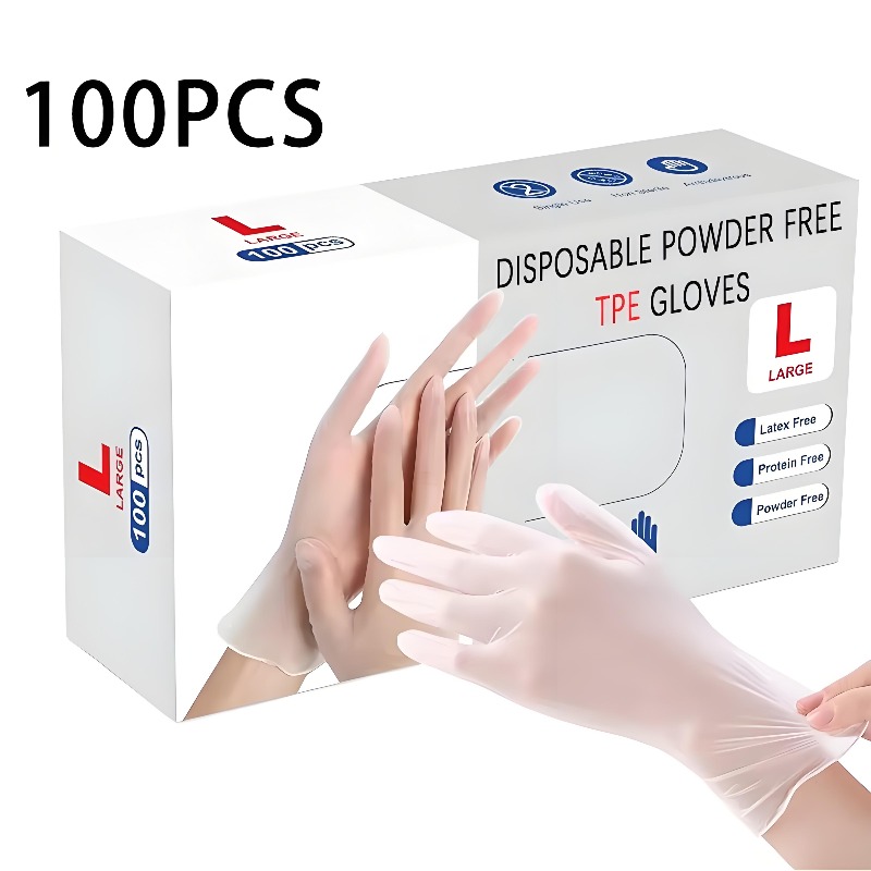 Guantes desechables de TPE para cocina, baño, restaurante, Camping, viajes, herramientas de limpieza del hogar impermeables a prueba de aceite, 100 Uds.