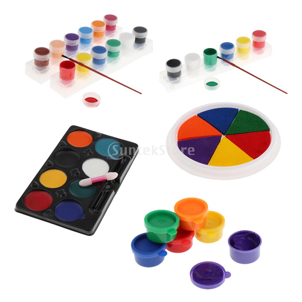 Kids Children DIY Finger Graffiti Painting Colorful Rainbow Ink Pad - 6 Vivid DIY Colors in Round Box
