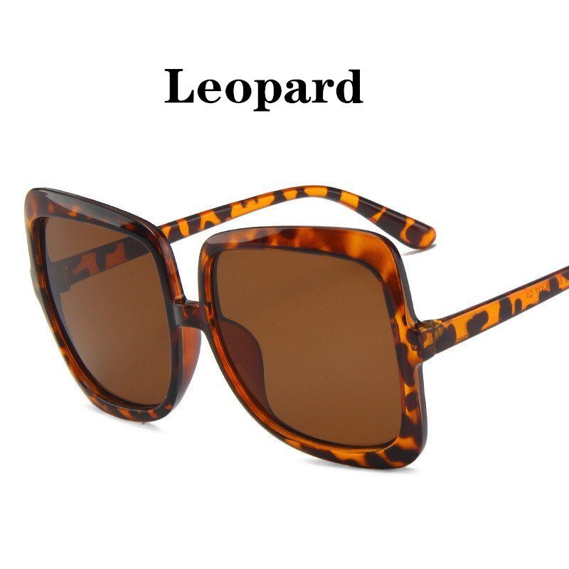 Women Oversized Sunglasses Vintage Brand Plastic Frame Colorful Sun Glasses UV400 Lentes De Sol Mujer: Leopard