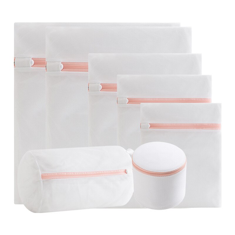 Fresh Solid Laundry Washing Bag Beautiful Zippers High Density Permeable Mesh Large Washing Machine Protection Bags For Clothes