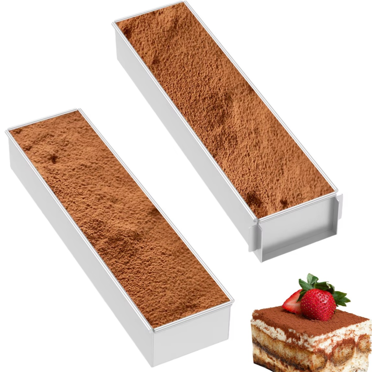 Molde rectangular para pastel, aleación de aluminio, tiramisú, moldes para hacer postres, molde para tarta de queso, molde para pan, herramienta para hornear, accesorios de cocina
