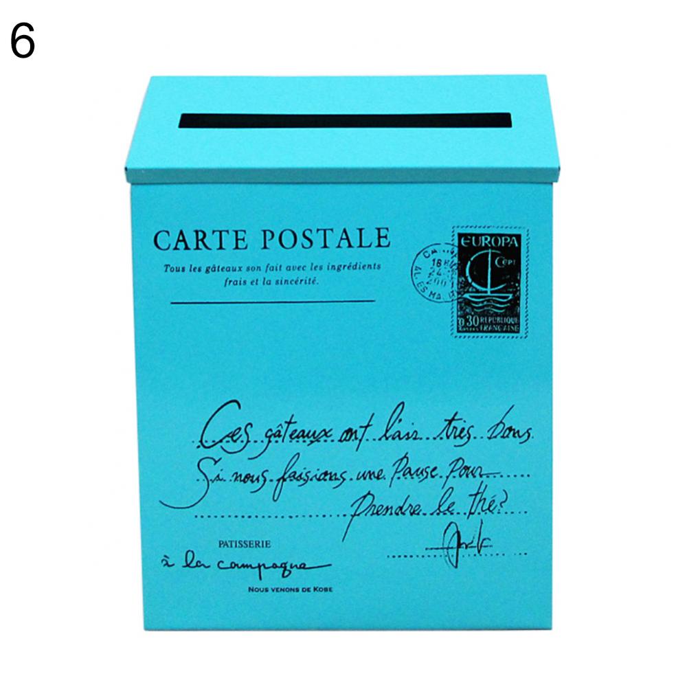 Retro Metal Wall Mounted Mailbox Bucket Newspaper Letter Box Post Garden Decor Flag Room Decor Home Accessories Caixa De Correio: WHITE