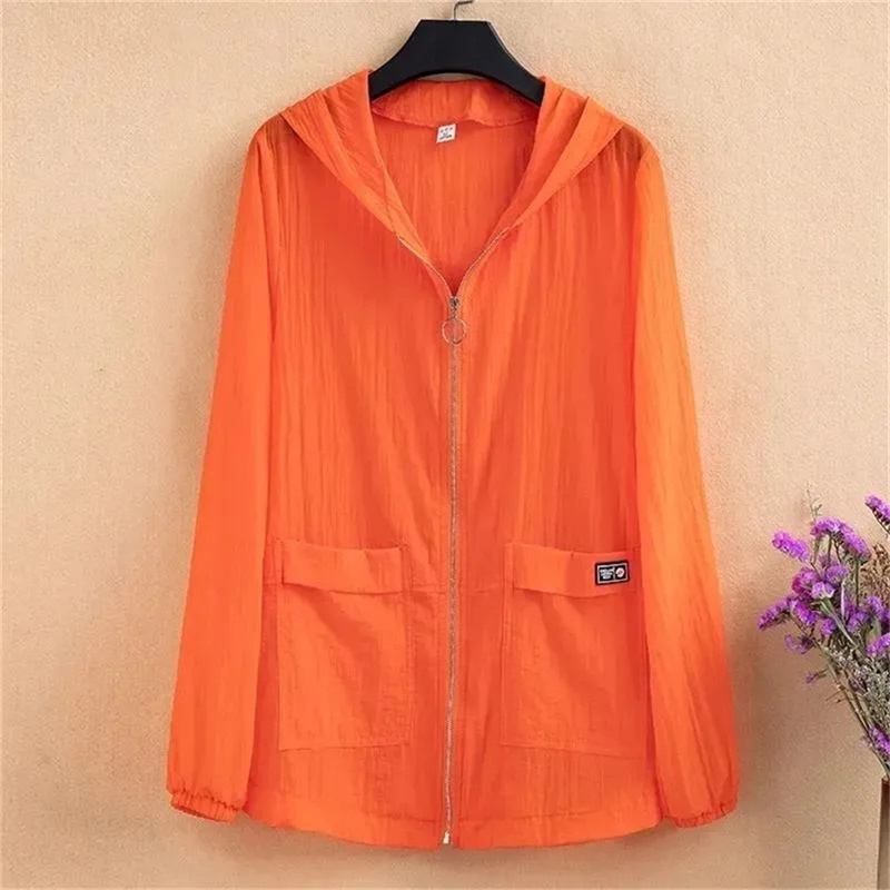 Summer Women Hooded Beach UV Jacket Female Long Sleeve Sun Protection Clothing Windbreaker Ladies Casual Thin Top: 4XL / Blue