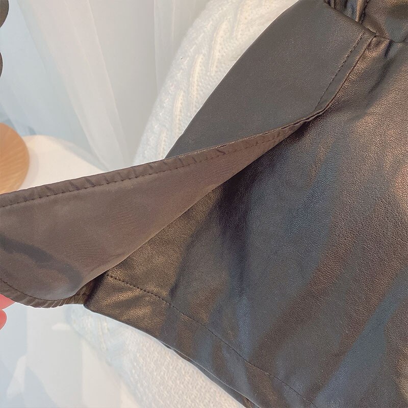 Faux cuir jupe âge pour 2 - 10 ans bébé fille noir décontracté asymétrique jupe enfants jupes