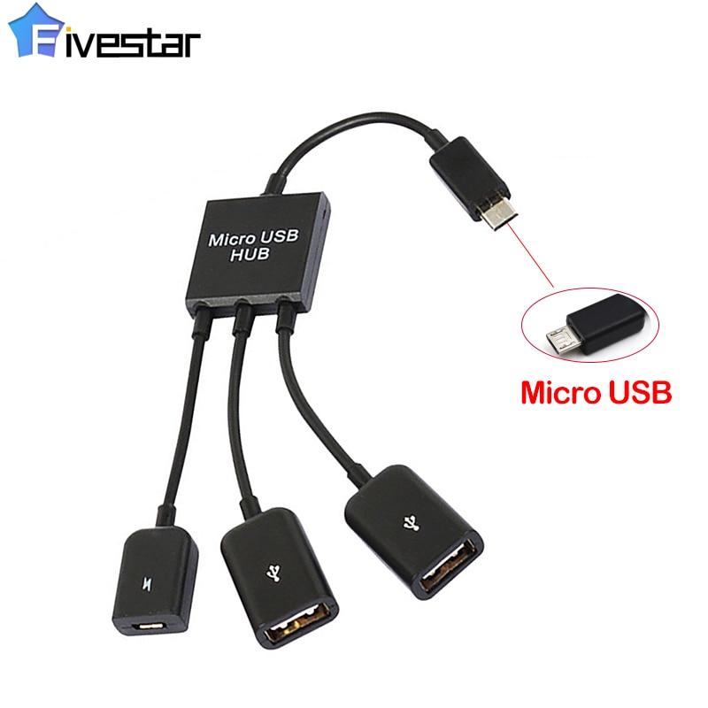 3 In 1 Micro Usb Power Opladen Host Otg Hub Cable Adapter Voor Samsung Note Spel Muis Toetsenbord Adapter Voor android Tablet Black