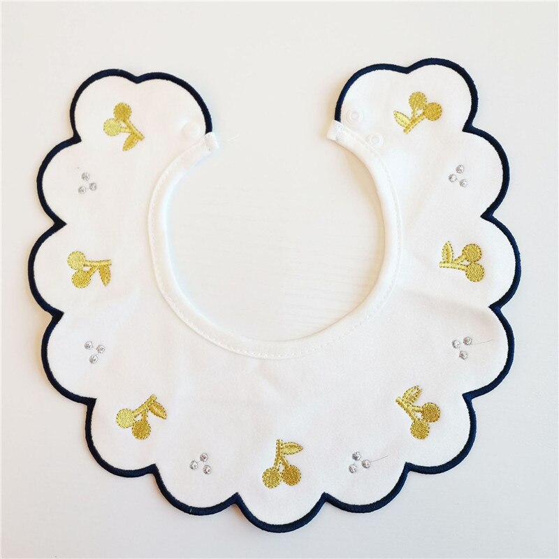 flower shape embroidery cherry Baby bibs cotton nursing feeding towel sweet heart Newborn Babador infant feeding burp bibs