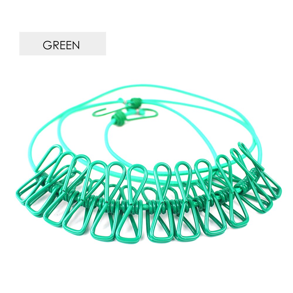 Corde à linge élastique avec 12 pièces pinces à linge Clips 2 crochets d'extrémité réglables: 10