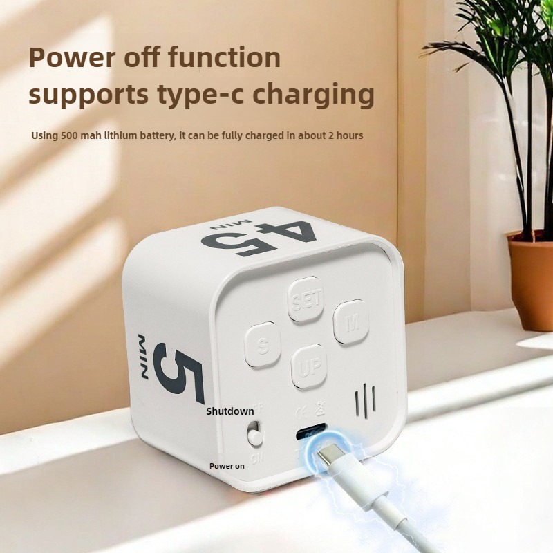 Productiviteit Timer Productiviteit Kubus Timer Zwaartekrachtsensor LED-display 4-vooraf ingestelde tijd Tijdbeheer voor kinderen Keuken Countdown Timer