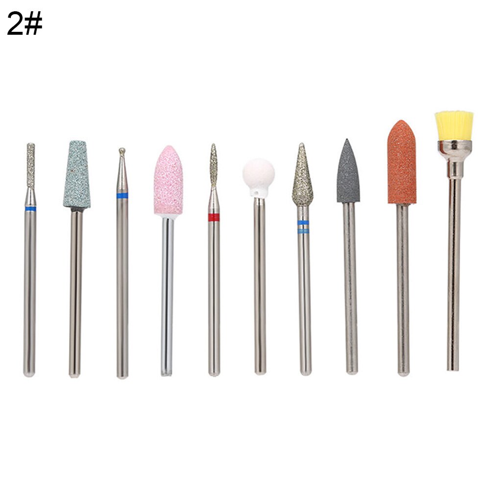 10Pcs Slijpen Nail Art Boor Bits Manicure Pedicure Polijsten Frezen Hoofd Kit Nagel Boren Manicure Machine Accessoires: 2