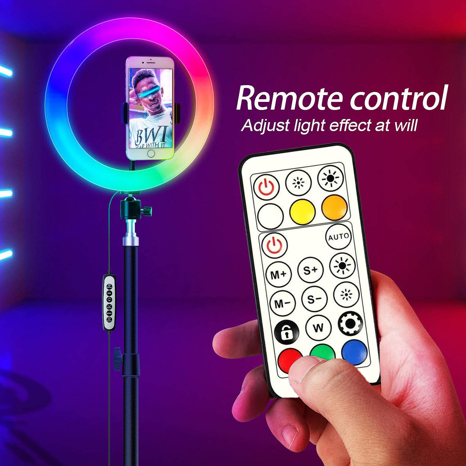 Anneau lumineux Led RGB avec trépied et support de téléphone, éclairage annulaire de Table pour Selfie, lampe de remplissage pour photographie, vidéo, vidéo, vidéo live