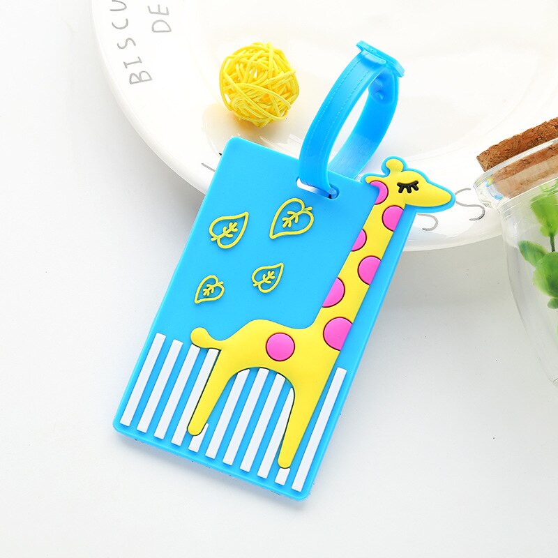 Lovely Cartoon Animal Giraffe Luggage Tag Travel Accessories Silica Gel Suitcase ID Address Label Baggage Name Tags
