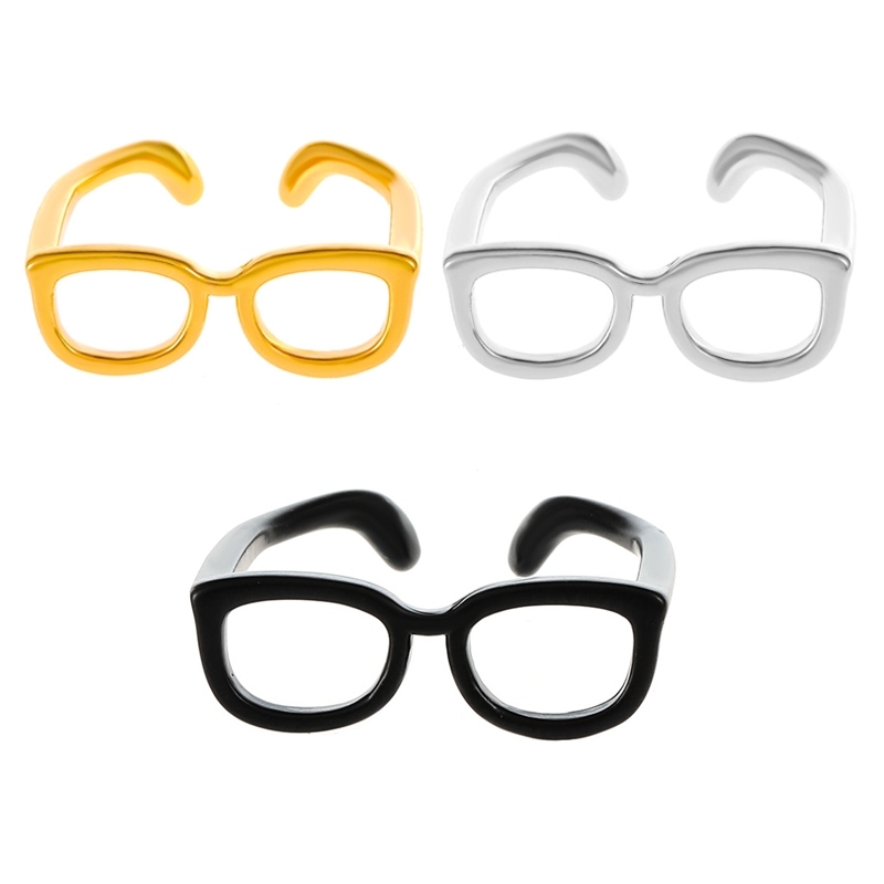 Mini anillo bonito para gafas para hombres y mujeres, anillo de dedo índice con forma de gafas ajustable con apertura a la , accesorios para anillos de pareja