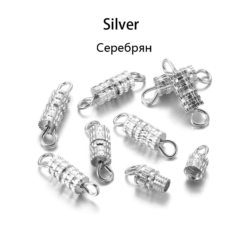 30pcs Buckle Closed Magnetism Screw Clasps Cylinder Strong Buckle Bracelet Connectors For DIY Jewelry Making Finding Accessories: Silver