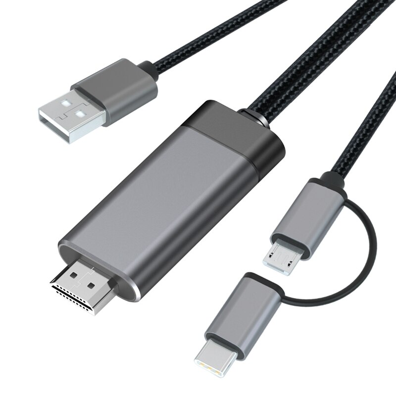 Mirasn  ld29 3- in -1 type c/micro-usb naar hdmi-kabel voor android-telefoon naar hdmi bluetooth hdtv mirroring 1080p naar hdmi-kabel