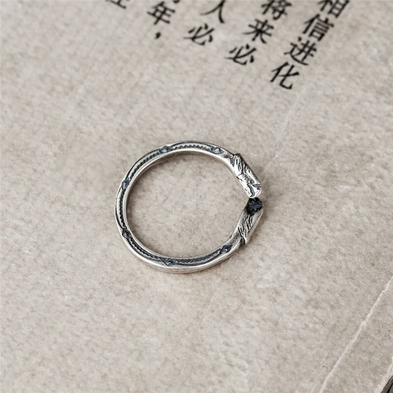 HelloLook – bague en argent Sterling 925 unisexe, anneau ajustable à Double tête, bijoux gothiques pour hommes