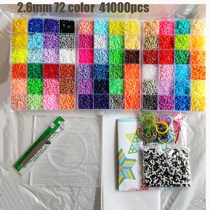 Kit de perles Perler 5mm/2.6mm, ensemble complet de perles Hama avec panneau perforé et fer, Puzzle 3D, jouet de bricolage pour enfants, jouet artisanal fait à la main,: Rose