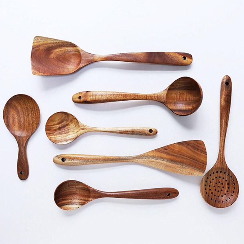 Long Handled Strainer Spoon Wooden Skimmer Utensils Cooking Tools Kitchen Accessories 7 Kinds Wood Tools