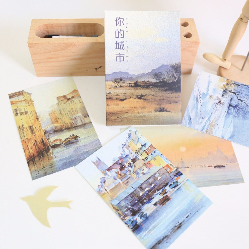 30 Sheets/Set Take me to your city Postcard/Greeting Card/Message Card/Birthday Letter Envelope Card
