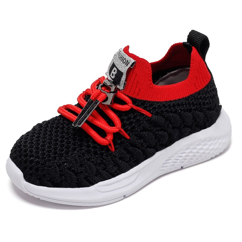 Gutt jenter lette og varme joggesko barn mesh metallknapp løping sport joggesko chaussure lumineuse pour garcon: Svart / 11