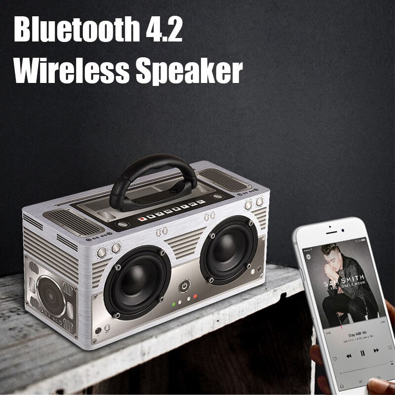 CLAITE Retro Wooden Speaker Portable 20W Wireless Buetooth Speaker CH2.0 Dual Loudspeaker Handsfree Outdoor Speaker