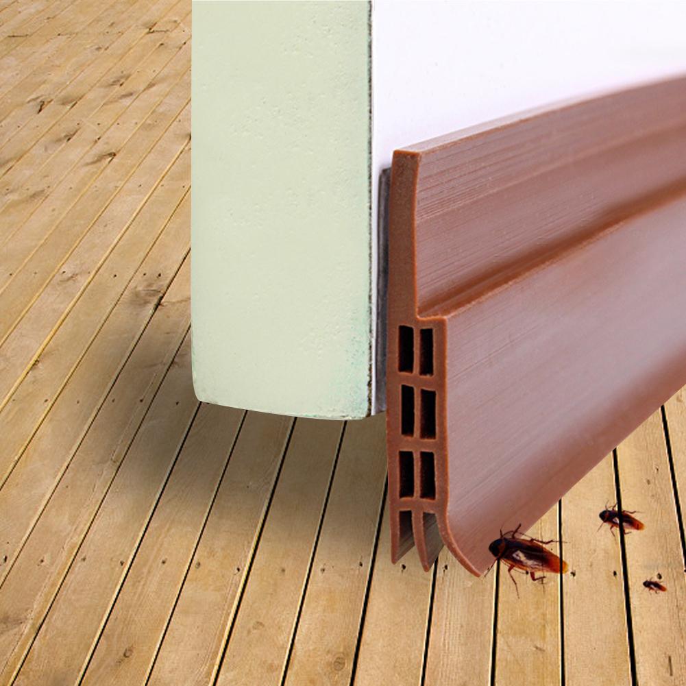 Door Sweep Weather Stripping Soundproof Rubber Bottom Seal Strip Draft Stopper Draught Excluder Door Sticker: Brown