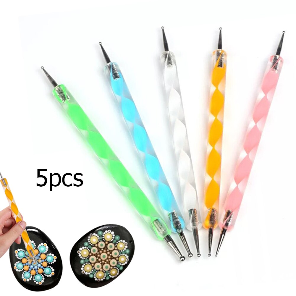 5pcs/Set Stone Embossing Tools Kit Rock Painting Stencils Starter Drawing Stylus Pens Dotting Rods Kid Craft DIY Wall Art