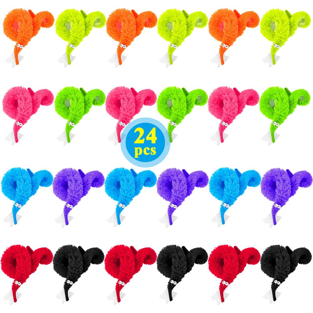 24/64Pcs Wurm Auf EINE String Fuzzy Trick WormToy Party Favors Tasche Füllstoffe Weihnachten Stocking Stuffer Assorted farben für Kinder