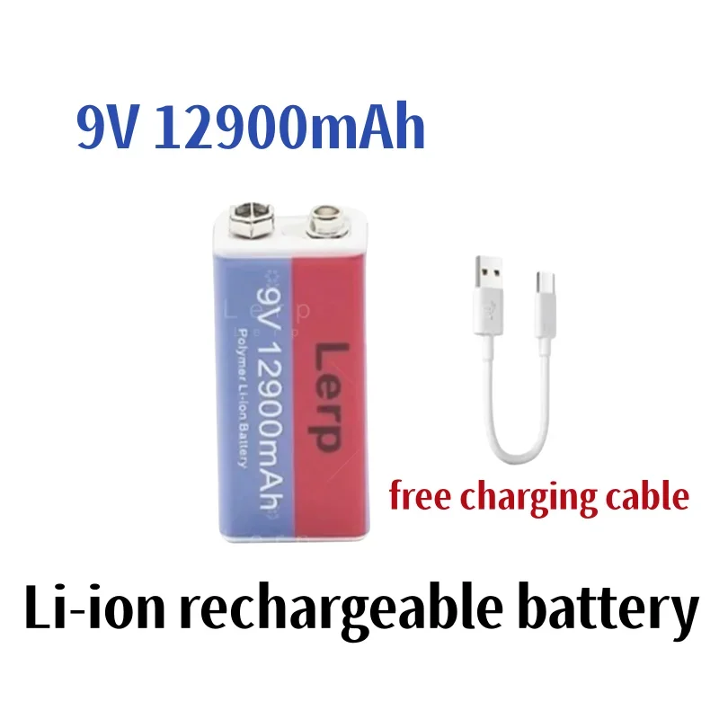 Rechargeable Lithium-ion Battery, 9V, 12900mAh, Mini USB, Toy Microphone, Remote Control, KTV Usage, Multimeter, ,
