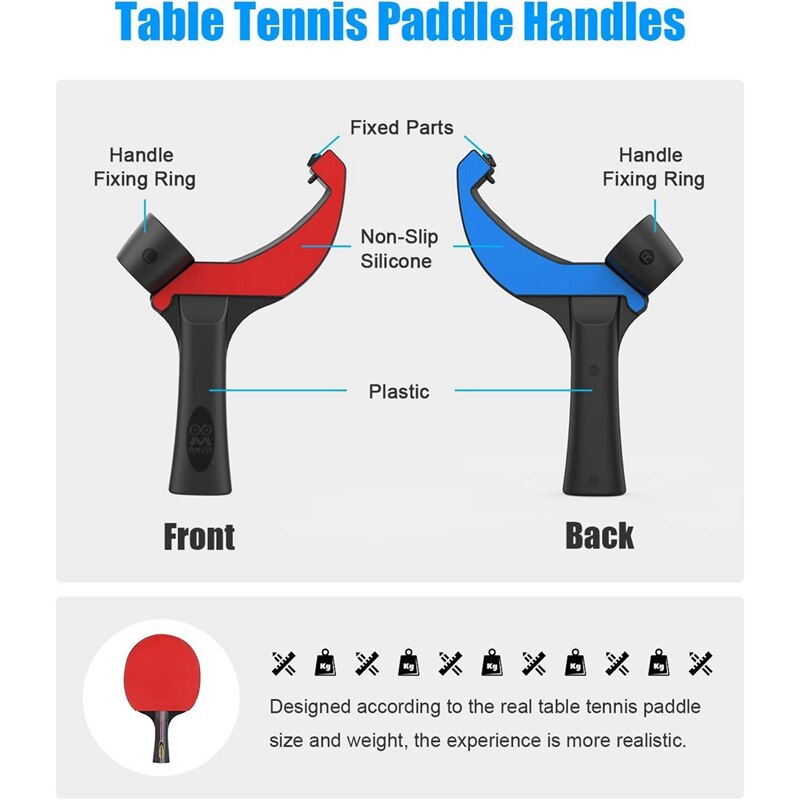 AMVR OOM Table Tennis Paddle Grip Handle Left & Right Silicone Protective Cover Rings for Quest Rift S Tennis VR Game