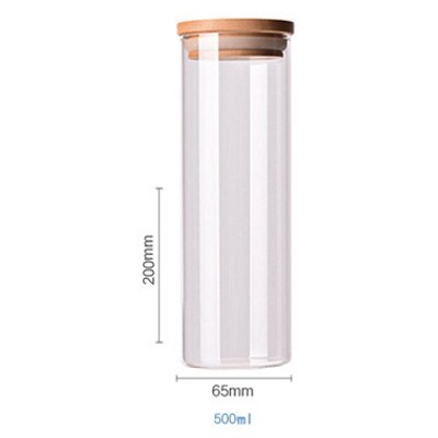 Lagertank mat container bambus dekket høy borosilikat mat forseglet glass tank kjøkken diverse korn lagertank: 5