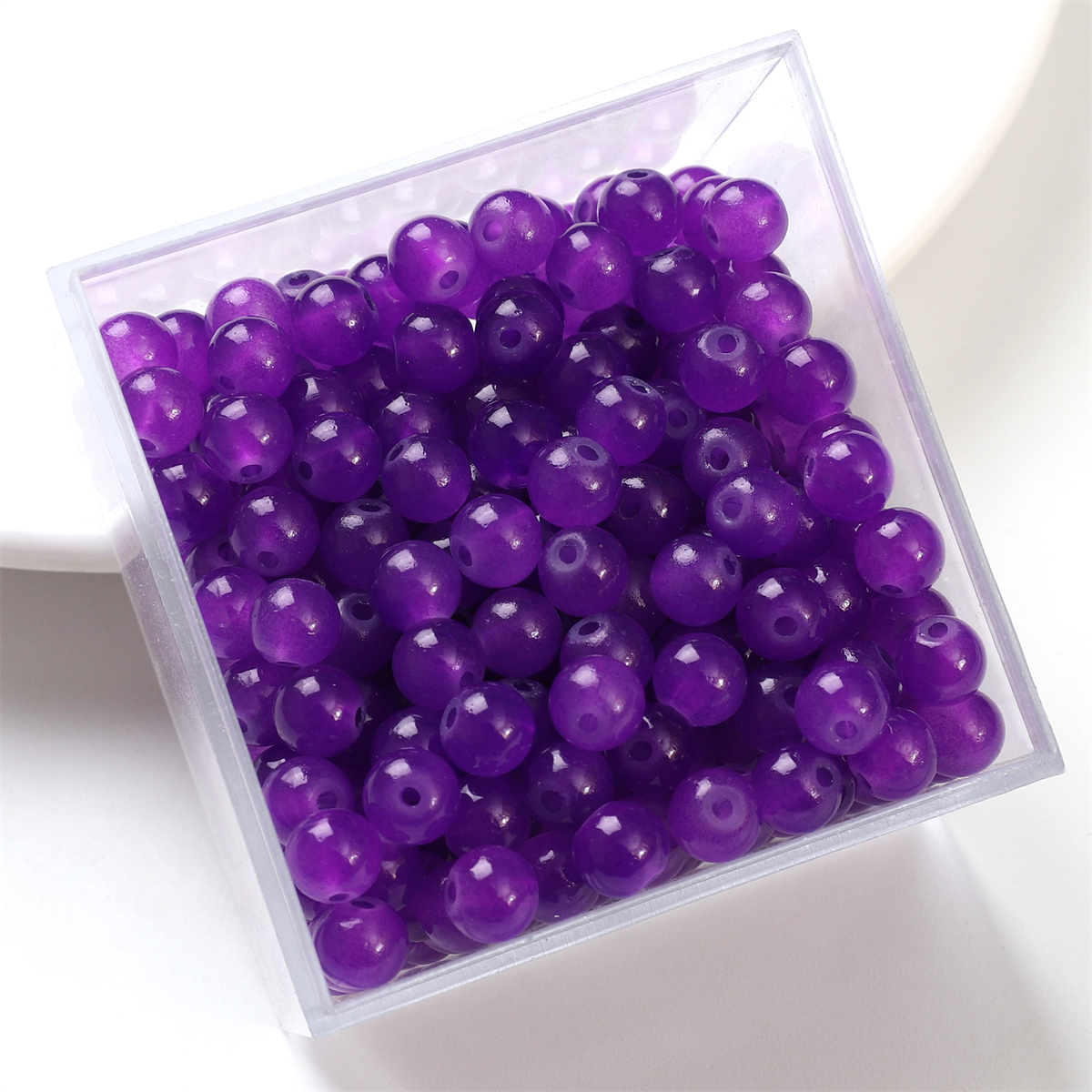 50pcs 6mm gelée de verre couleur unie Imitation Jade perles rondes perles en vrac bricolage à la main collier Bracelet perles bijoux accessoire: Orange