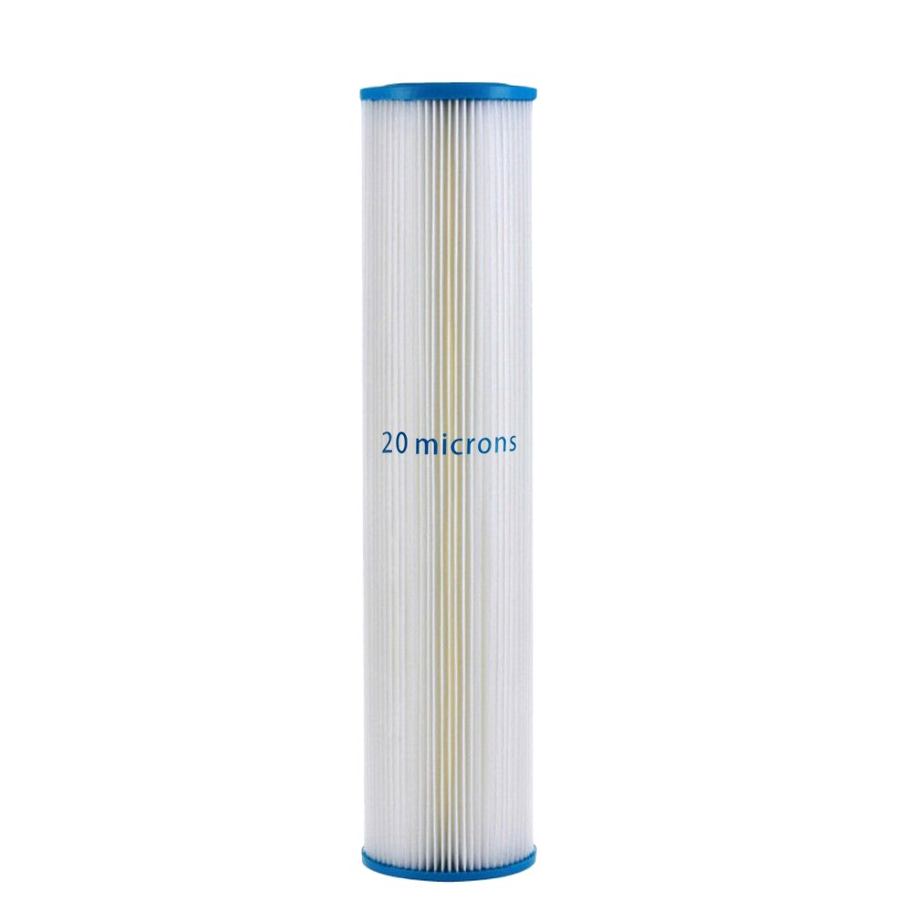 Filtro de agua plisada lavable y reutilizable para sedimentos de 20 micras de 4,5x20 pulgadas para toda la casa