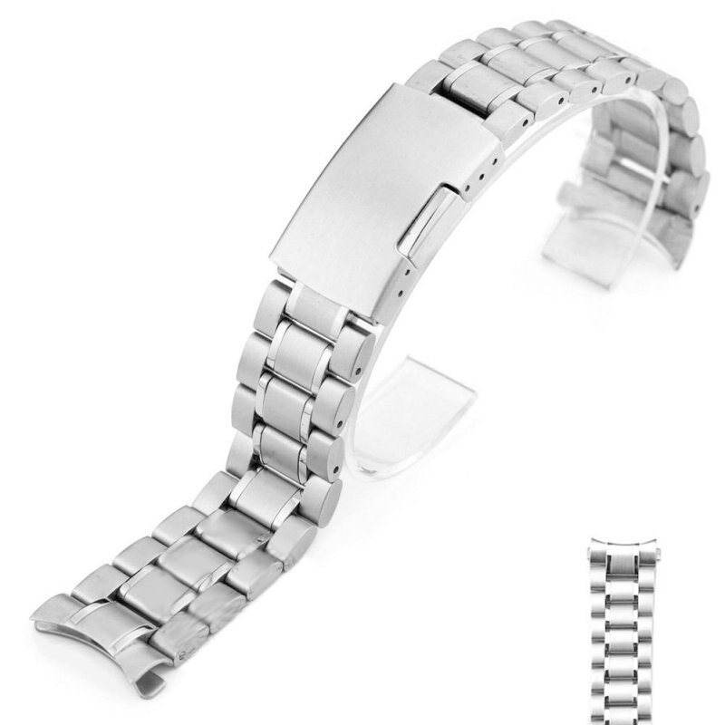 Men Watch Band Strap Stainless Stell Deployment Clasp Speed Master Wrist Women Band 18mm 20mm 22mm 24mm: Elbow Silver / 24mm
