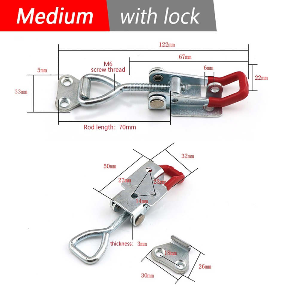 1 pièces serrure à dégagement rapide boucle charnière boîte à outils boîtier Push Pull bascule loquet pince anti-dérapant 4001/4002/4003 fermoir de capture: Argent