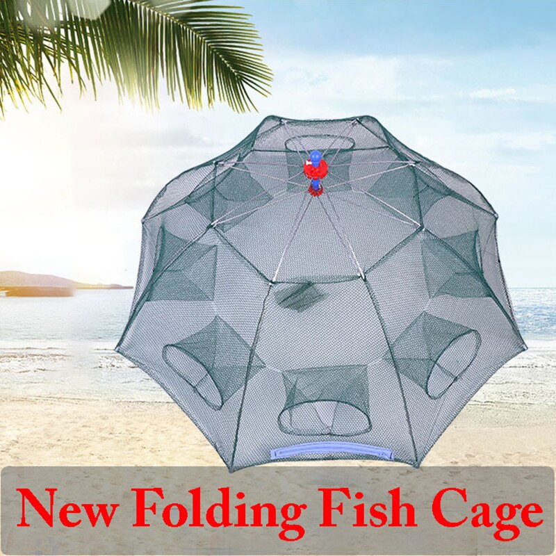 Portable Hexagon Fish Network 4-20 Holes Fishing Net Easy To Use Foldable Fishnets Shrimp Nets Shrimp Cage Fishing Cage