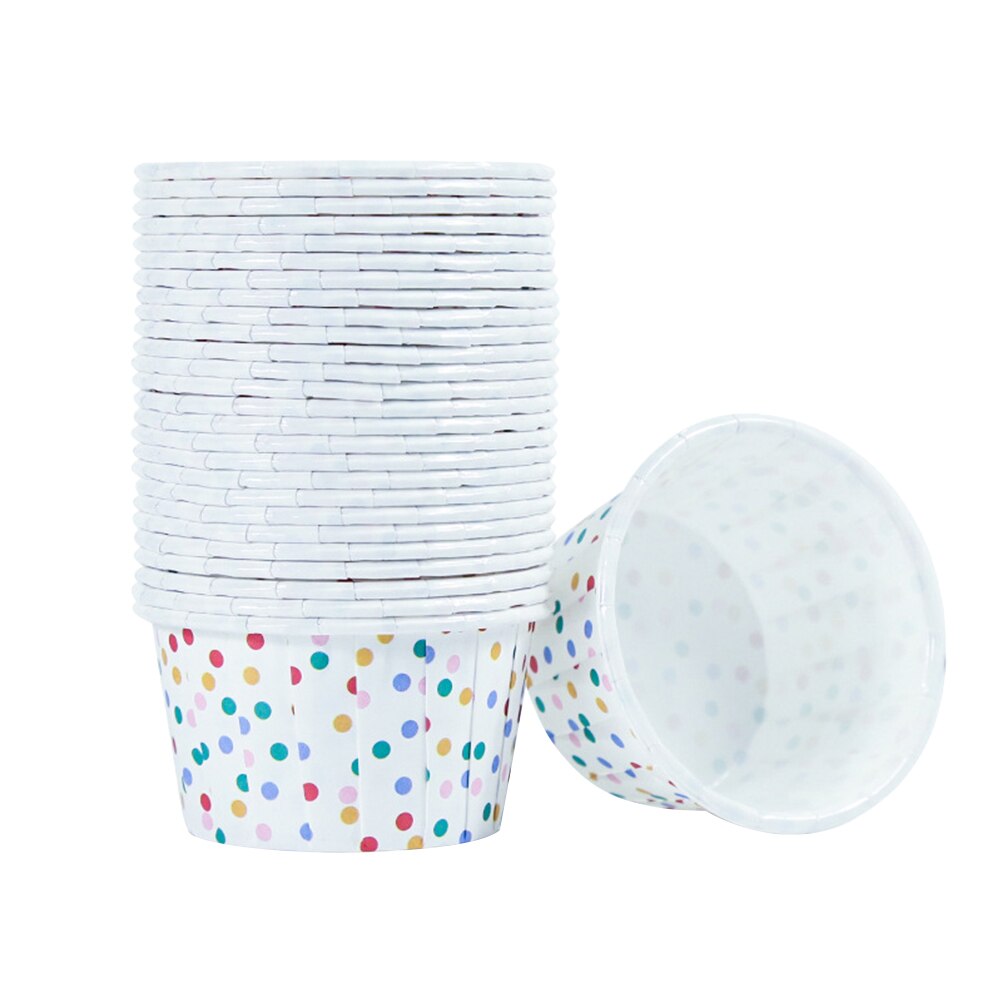 100Pcs Papier Ijs Cups Wegwerp Cake Cup Dessert Kommen Bakken Bruiloft Verjaardag (Kleurrijke Dots) Feestartikelen