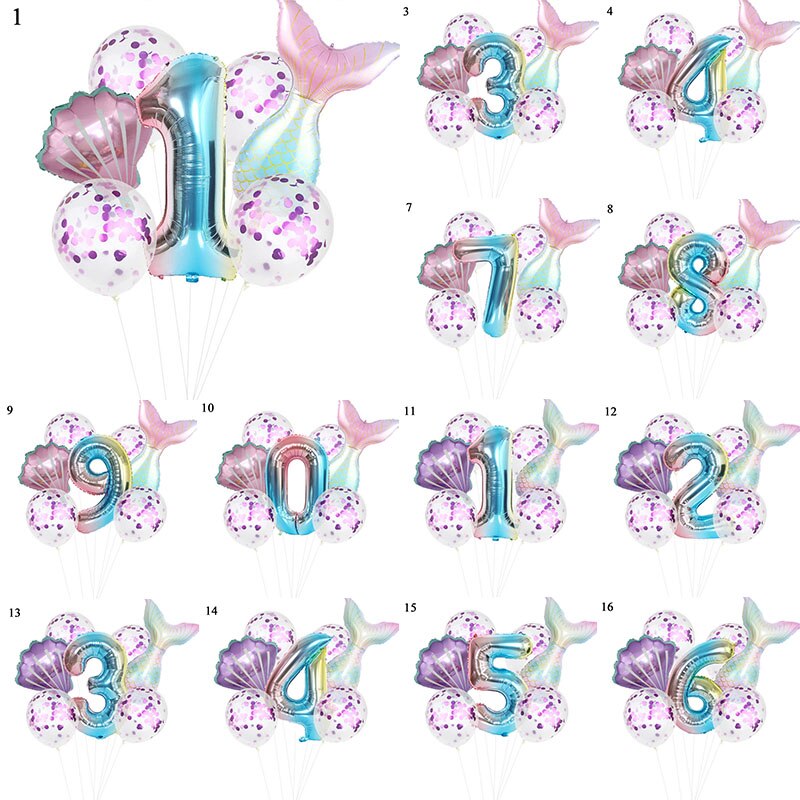 Birthday Party Balloon Decoration Mermaid Birthday Party Decor Number Balloon Decortion For Kids Little Mermaid Party Balloon