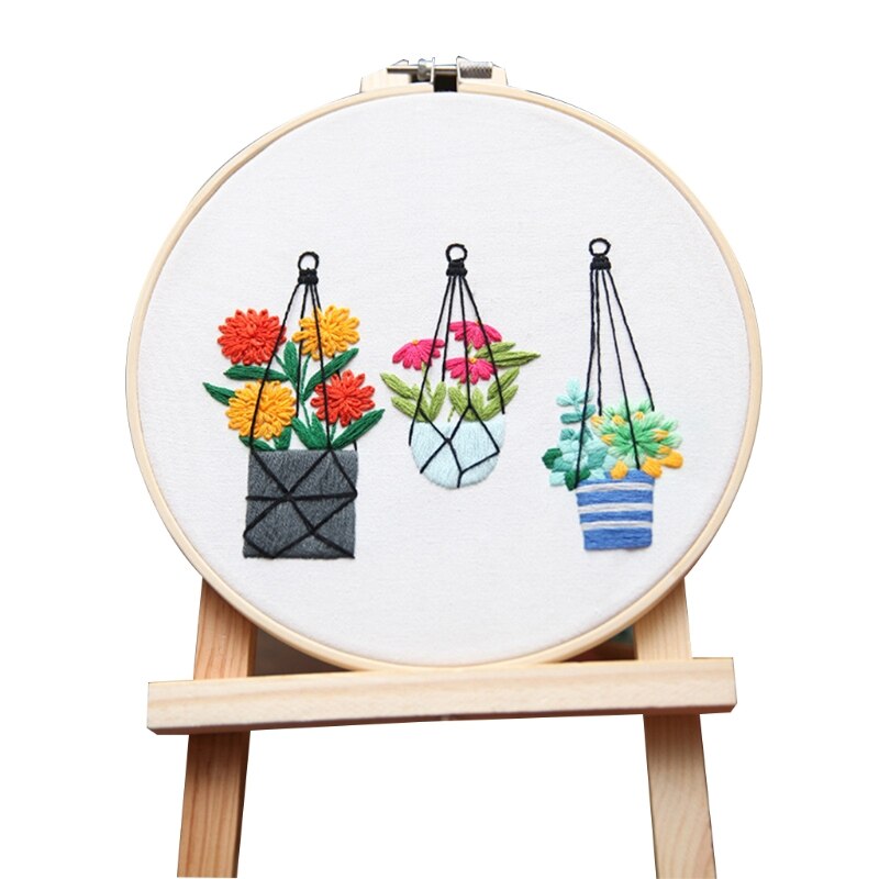 Embroidery Starter Kit Basic Cross Stitch Set Flower Plants Patterns Stamped Embroidery Kits for Beginners Adults Kids 87HA: Huayan