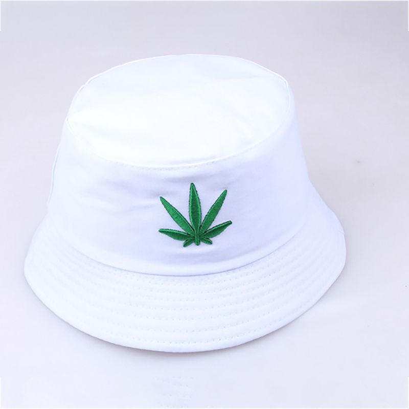 Sport Bucket Hat Maple Leaf Embroidered Packable Foldable Sunshade Cotton Cap For Lovers